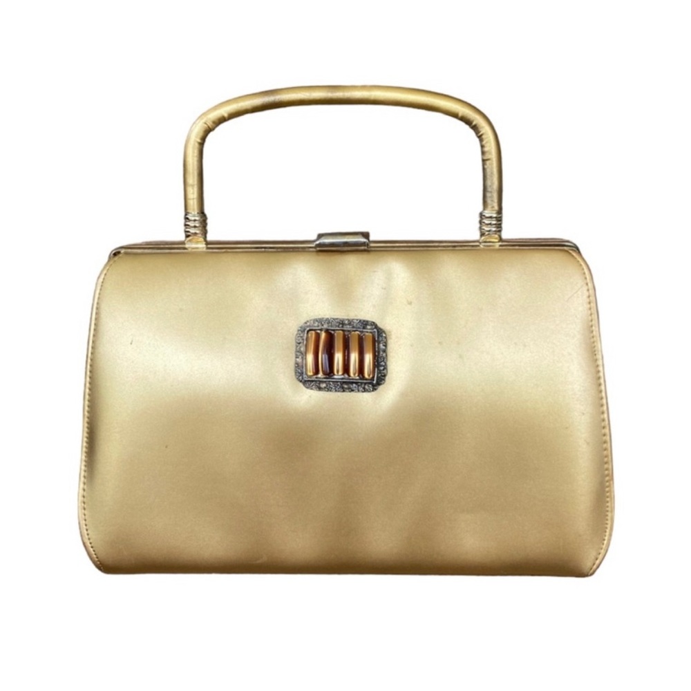 Rhythm Step Gold Vinyl Vintage 1970’s Handbag Collapsible Handle